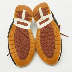 Pre Owned Loro Piana Black Knit Fabric and Suede 360 Flexy Walker Lace Up Sneakers Size 38