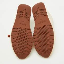 Pre Owned Loro Piana Beige Neoprene and Suede My Wind Low Top Sneakers Size 38.5