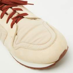 Pre Owned Loro Piana Beige Neoprene and Suede My Wind Low Top Sneakers Size 38.5