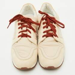 Pre Owned Loro Piana Beige Neoprene and Suede My Wind Low Top Sneakers Size 38.5