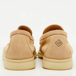 Pre Owned Loro Piana Beige Suede Summer Charms Walk Loafers Size 35