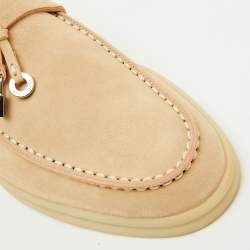 Pre Owned Loro Piana Beige Suede Summer Charms Walk Loafers Size 35