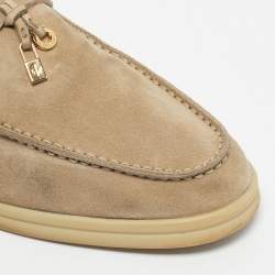 Pre Owned Loro Piana Beige Suede Summer Charms Walk Loafers Size 39
