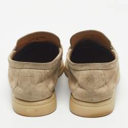 Pre Owned Loro Piana Beige Suede Summer Charms Walk Loafers Size 39