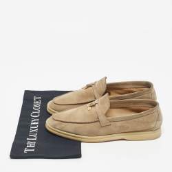 Pre Owned Loro Piana Beige Suede Summer Charms Walk Loafers Size 39