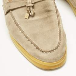 Pre Owned Loro Piana Beige Suede Summer Charms Walk Loafers Size 41