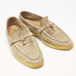 Pre Owned Loro Piana Beige Suede Summer Charms Walk Loafers Size 41
