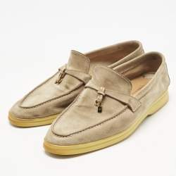 Pre Owned Loro Piana Beige Suede Summer Charms Walk Loafers Size 41