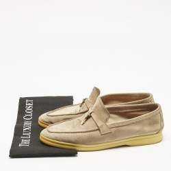 Pre Owned Loro Piana Beige Suede Summer Charms Walk Loafers Size 41