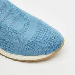 Pre Owned Loro Piana Blue Knit Fabric 360 LP Flexy Walk Slip On Sneakers Size 37