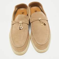 Pre Owned Loro Piana Beige Suede Summer Charms Walk Loafers Size 38