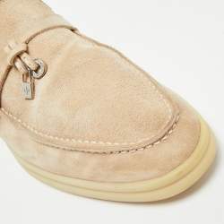 Pre Owned Loro Piana Beige Suede Summer Charms Walk Slip On Loafers Size 38.5