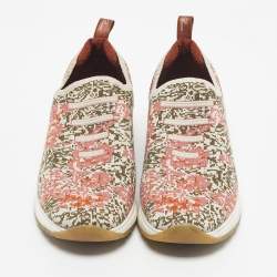 Pre Owned Loro Piana Multicolor Knit Fabric and Suede 360 LP Flexy Walk Slip On Sneakers Size 39