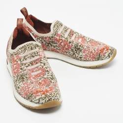 Pre Owned Loro Piana Multicolor Knit Fabric and Suede 360 LP Flexy Walk Slip On Sneakers Size 39