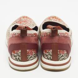 Pre Owned Loro Piana Multicolor Knit Fabric and Suede 360 LP Flexy Walk Slip On Sneakers Size 39