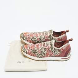 Pre Owned Loro Piana Multicolor Knit Fabric and Suede 360 LP Flexy Walk Slip On Sneakers Size 39