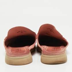 Pre Owned Loro Piana Pink Suede Babouche Charms Walk Mules Size 39