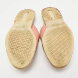 Pre Owned Loro Piana Pink Suede Babouche Charms Walk Mules Size 39