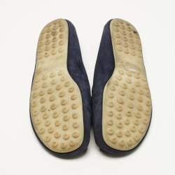 Pre Owned Loro Piana Navy Blue Suede Tassel Dot Sole Walk Slip On Loafers Size 39.5