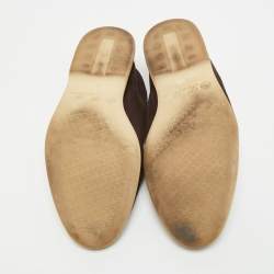 Pre Owned Loro Piana Dark Brown Suede Summer Charms Walk Loafers Size 37.5