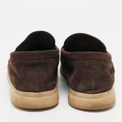 Pre Owned Loro Piana Dark Brown Suede Summer Charms Walk Loafers Size 37.5