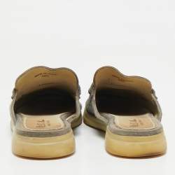 Pre Owned Loro Piana Grey Suede Babouche Charms Walk Mules Size 38.5