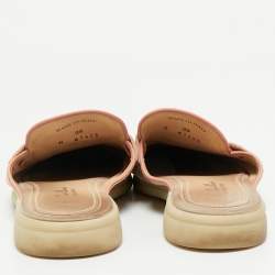 Pre Owned Loro Piana Pink/Beige Suede Babouche Charms Walk Mules Size 39