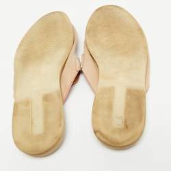 Pre Owned Loro Piana Pink/Beige Suede Babouche Charms Walk Mules Size 39