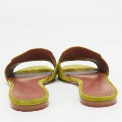 Pre Owned Loro Piana Green Suede Summer Charms Walk Flat Slides Size 37