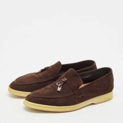 Pre Owned Loro Piana Brown Suede Summer Charms Walk Loafers Size 38