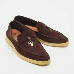 Pre Owned Loro Piana Brown Suede Summer Charms Walk Loafers Size 38