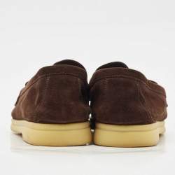 Pre Owned Loro Piana Brown Suede Summer Charms Walk Loafers Size 38