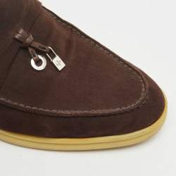 Pre Owned Loro Piana Brown Suede Summer Charms Walk Loafers Size 38