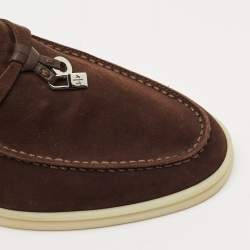 Pre Owned Loro Piana Dark Brown Suede Summer Charms Walk Loafers Size 36