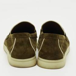 Pre Owned Loro Piana Green Suede Summer Charms Walk Loafers Size 39