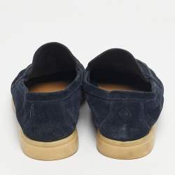 Pre Owned Loro Piana Navy Blue Suede Summer Charms Walk Loafers Size 38