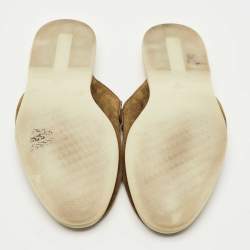 Pre Owned Loro Piana Green Crocodile Leather and Suede Babouche Charms Walk Mules Size 37