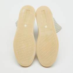 Pre Owned Loro Piana Light Grey Knit Fabric and Suede Ankle Sock Boots Size 36