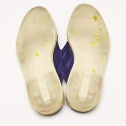 Pre Owned Loro Piana Blue Suede Babouche Charms Walk Flat Mules Size 39