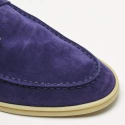 Pre Owned Loro Piana Blue Suede Babouche Charms Walk Flat Mules Size 39