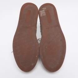 Pre Owned Loro Piana Olive Green Ostrich Leather Nuages Low Top Sneakers Size 38.5