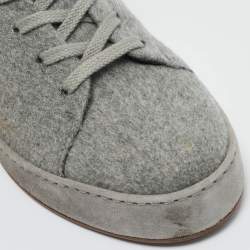 Pre Owned Loro Piana Grey Shearling and Suede Nuages Lace Up Sneakers Size 37