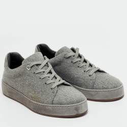 Pre Owned Loro Piana Grey Shearling and Suede Nuages Lace Up Sneakers Size 37