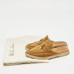 Pre Owned Loro Piana Orange Suede Babouche Charms Walk Mules Size 36