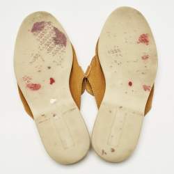 Pre Owned Loro Piana Orange Suede Babouche Charms Walk Mules Size 36