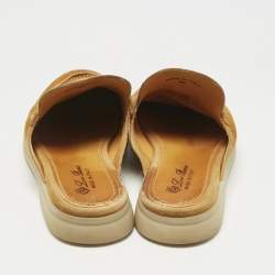 Pre Owned Loro Piana Orange Suede Babouche Charms Walk Mules Size 36