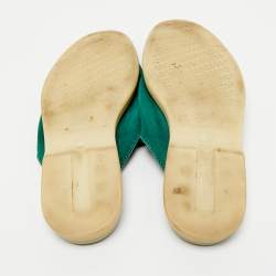 Pre Owned Loro Piana Green Suede Babouche Charms Walk Mules Size 36