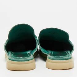 Pre Owned Loro Piana Green Suede Babouche Charms Walk Mules Size 36