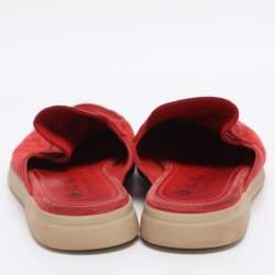 Pre Owned Loro Piana Red Suede Babouche Charms Walk Mules Size 39