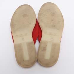 Pre Owned Loro Piana Red Suede Babouche Charms Walk Mules Size 39